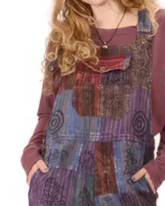 Gypsy Rose - Everyday People Patchwork Hand Blocked Print Overalls