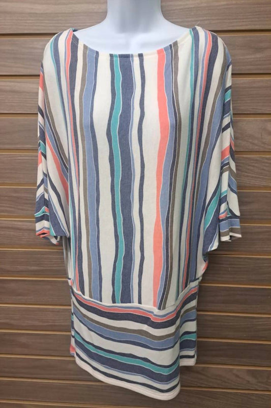 First Love - Women's Striped Wing Sleeve Tunic