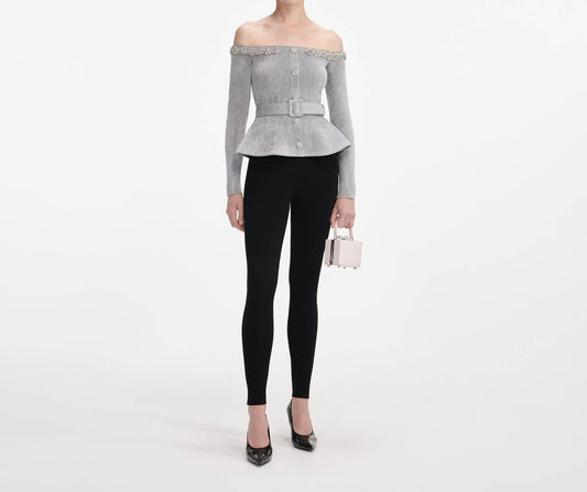 Self-Portrait - Chenille Knit Crystal Trim Top