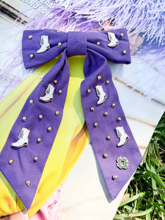Hello Edie - Mardi Gras Marching Boot Hairclip Bow