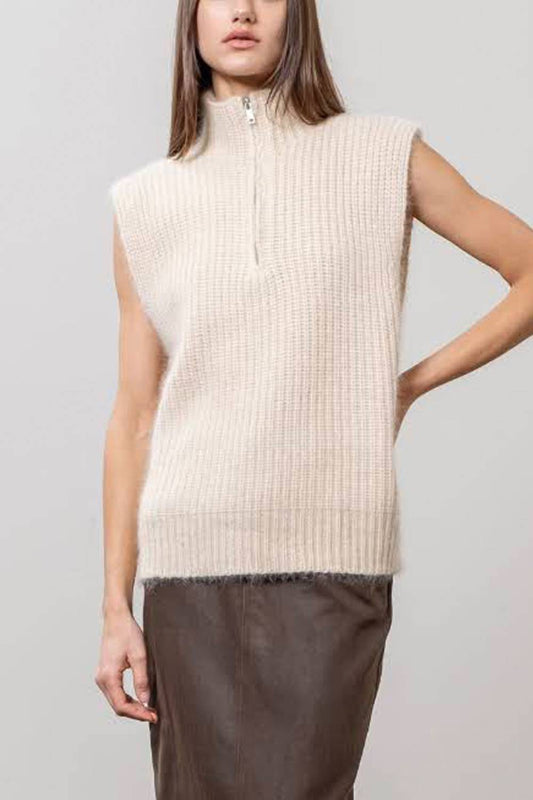 Moon River - Turtleneck Sweater Vest With Zipper