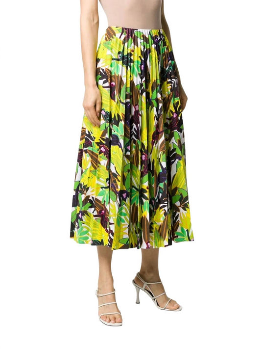 Valentino - Monkey Forest Pleated Midi Skirt