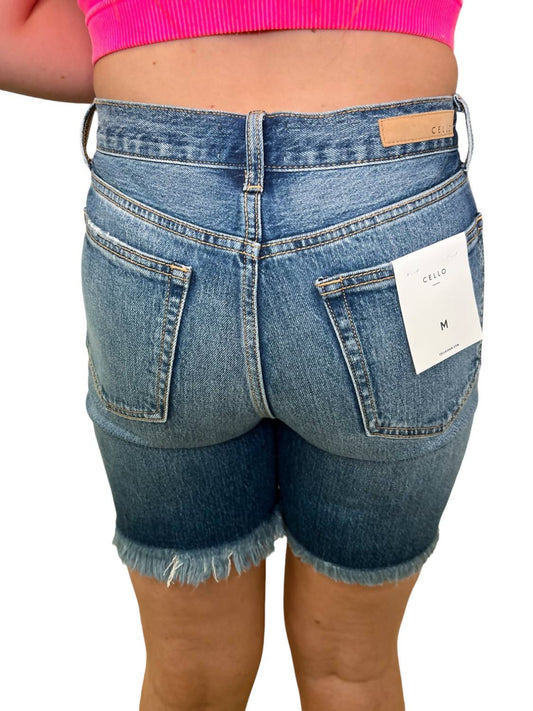 Claudie High Rise Frayed Hem Bermuda Shorts