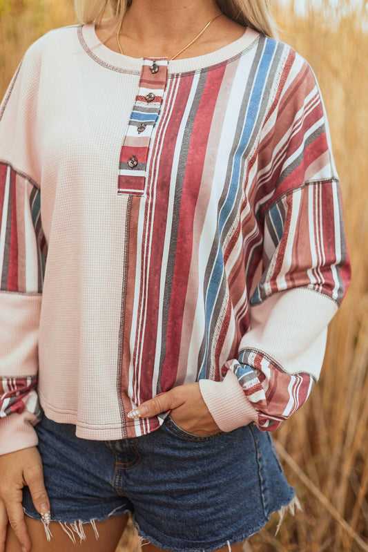 Shewin - Patchwork Long Sleeve Top