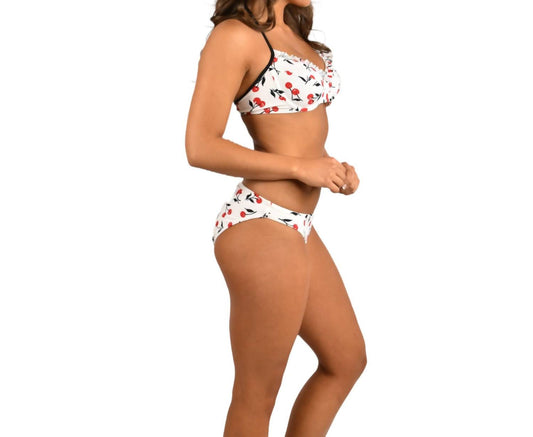 Shoshanna - Cherry Halter Bikini Top with Ruffle