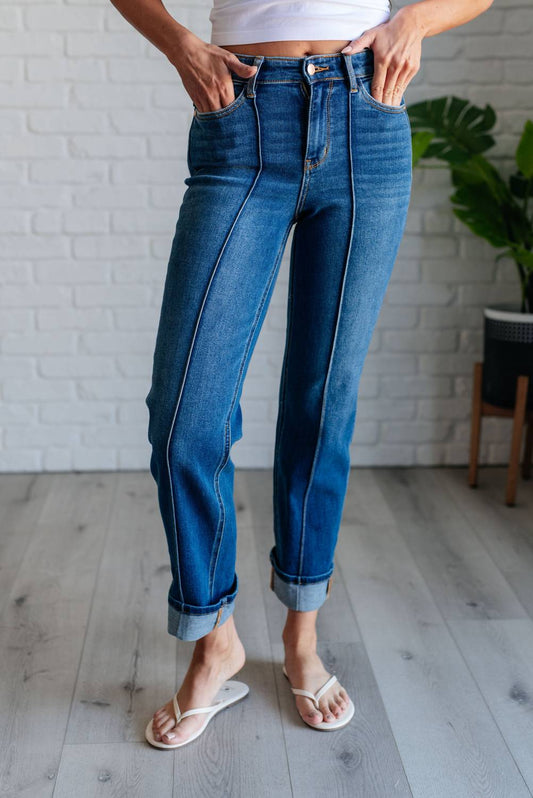 Judy Blue - High Rise Center Seam Detail Straight Jean