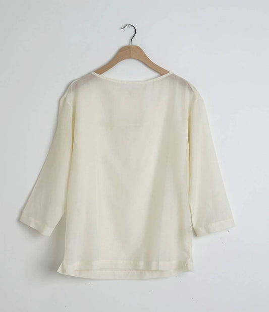 Donni. - Women's Silk Cotton Sheer Boatneck Top
