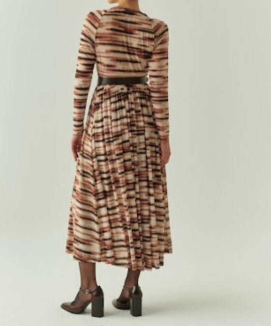 Exquise - Bellamy Printed Long Sleeve V Neck Knit Dress