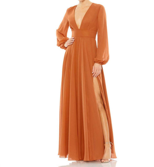 Mac Duggal - V-neck Chiffon Gown