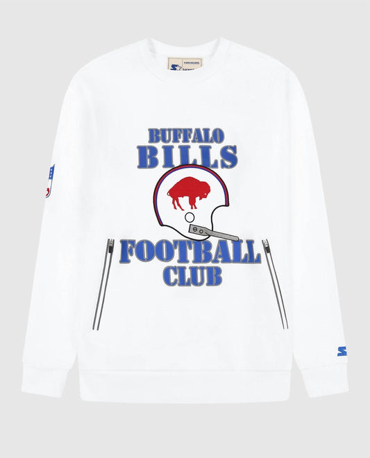 Starter - Men's Buffalo Bills Crew Neck Sweatshirt With Zip Pockets