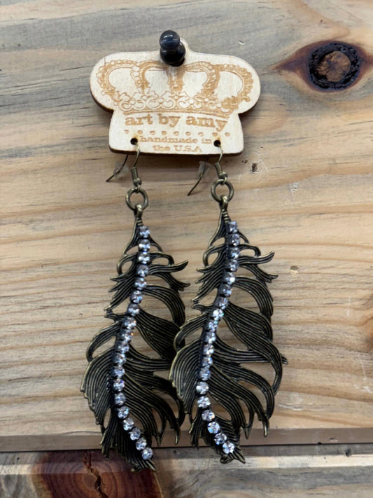 Art By Amy Labbe - Women's Metal Feather Earrings