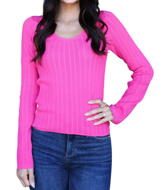 Scala - Lace Long Sleeve U-neckline Top