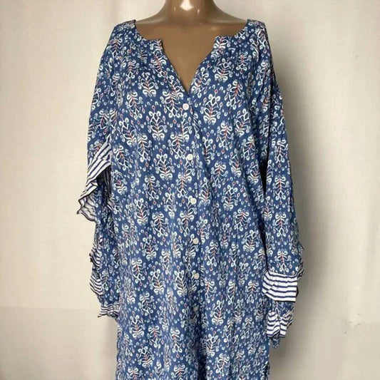 Chakeris - Women's Ellie Short Ruffle Floral Mini Cotton Tunic Dress