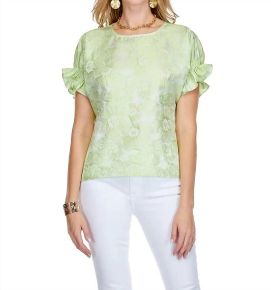 Jade - Shirred Sleeve Crop Top