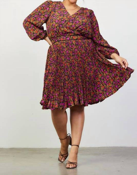 Skies Are Blue - Printed Overlap Dress - Plus