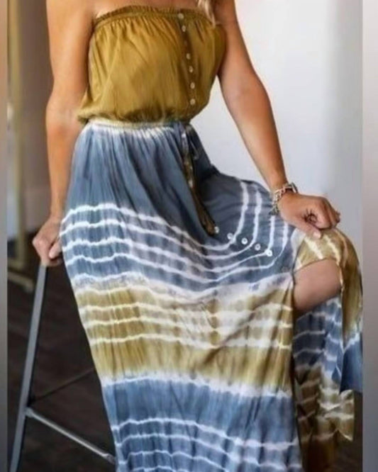 Elan - Tie Dye Strapless Maxi Dress