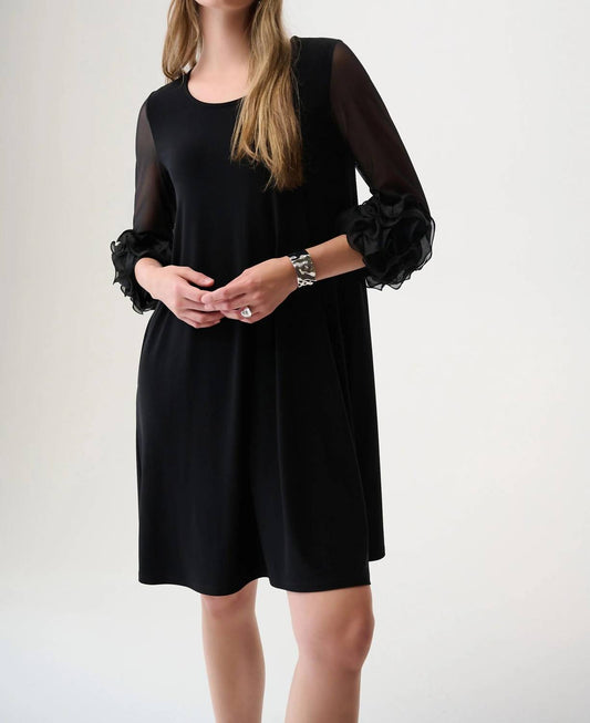 Joseph Ribkoff - Feather Sleeve Midi Dress