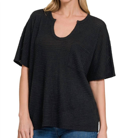 Zenana - Midnight Pocket Waffle Top