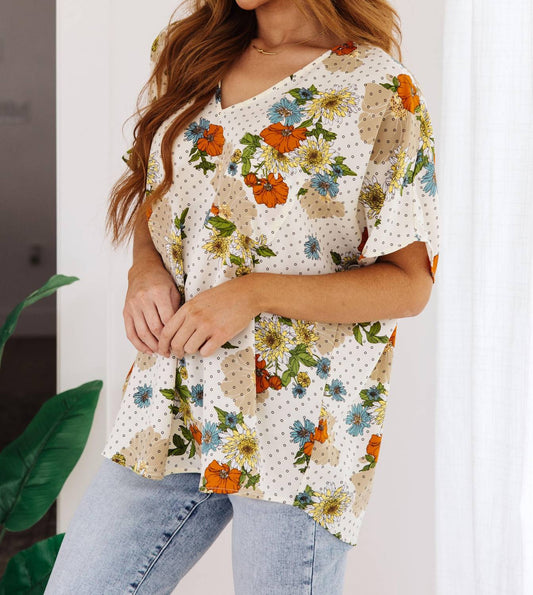 Jodifl - Good Morning Floral V-Neck Blouse