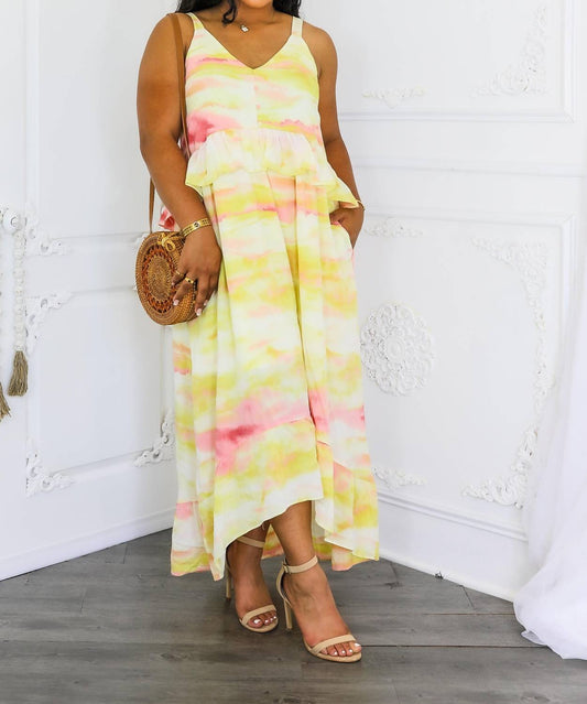 Surelymine - Ruffle High Low Maxi Dress