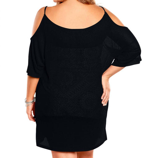 Always For Me - Plus Size Open Shoulder Cover Up Tunic