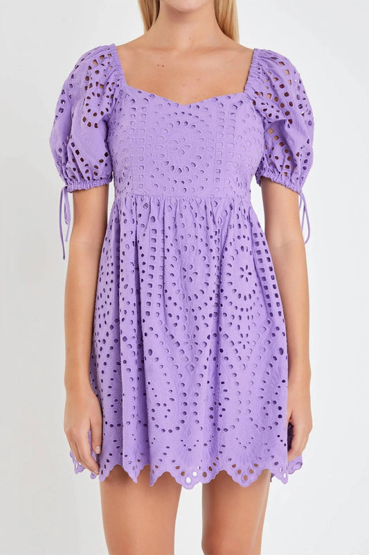 English Factory - Eyelet Scallop Edge Mini Dress