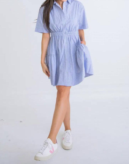 Karlie - Women's Stripe Poplin Button Up Dress