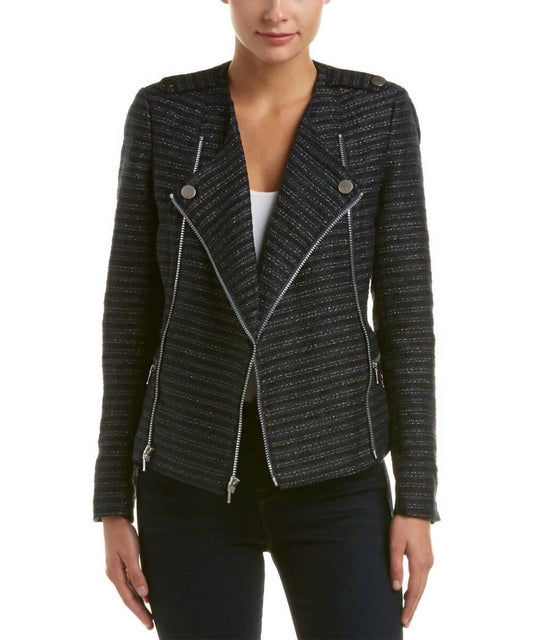 Tart Collections - Amber Metallic Boucle Tweed Moto Jacket