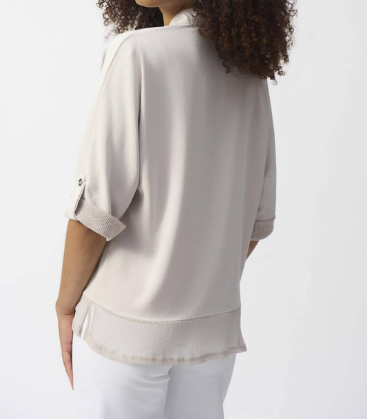 Joseph Ribkoff - v neck top with mesh hem