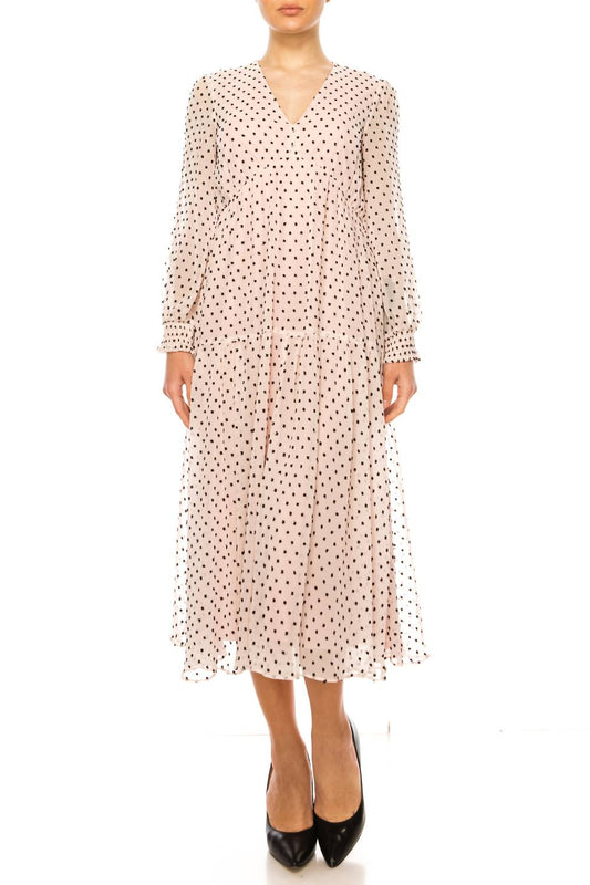 Maison Tara - Long Sleeve Empire Waist Maxi Dress