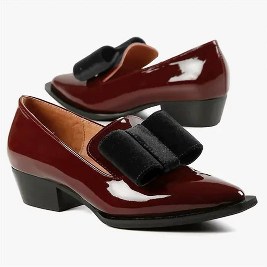 All Black - Women Pat & Bow Pointed Heel