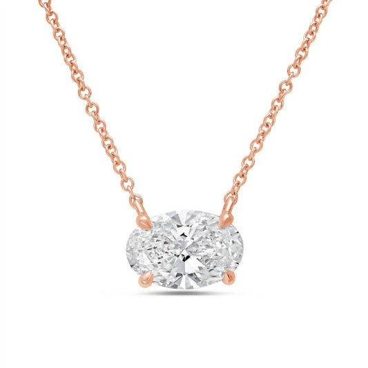 Diana M Jewels - Women's Oval Shape East West Diamond Pendant (2.00 Ct)