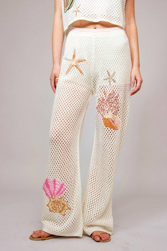 Blue B - Seashell Embroidered Pants
