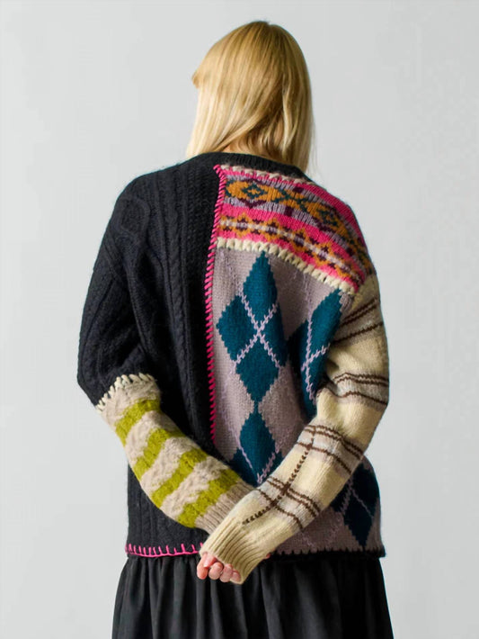 Lingua Franca - Hutton Patchwork Crewneck Sweater