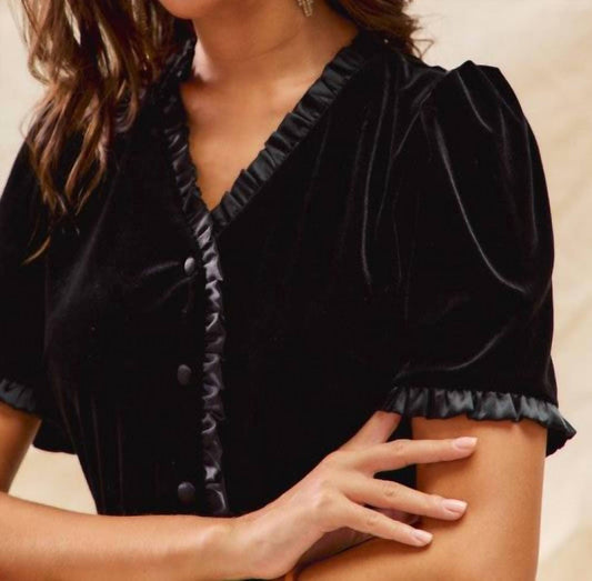 So Me - Velvet Ruffle Mini Dress