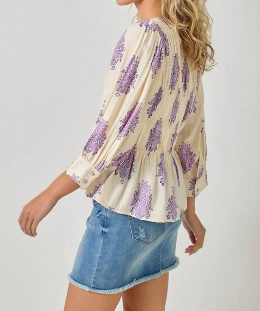 Mystree - Puff Sleeve Smocked Blouse