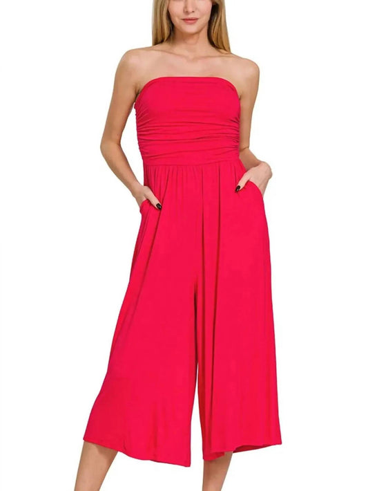 Zenana - Women's Strapless Tube Top Jumpsuit