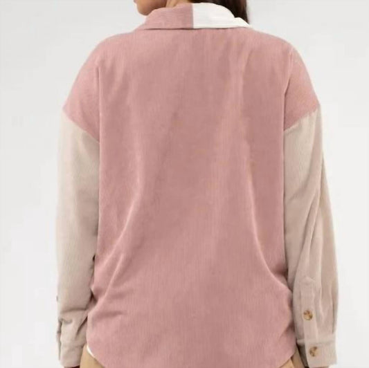 Blu Pepper - Colorblock Corduroy Jacket - Plus Size