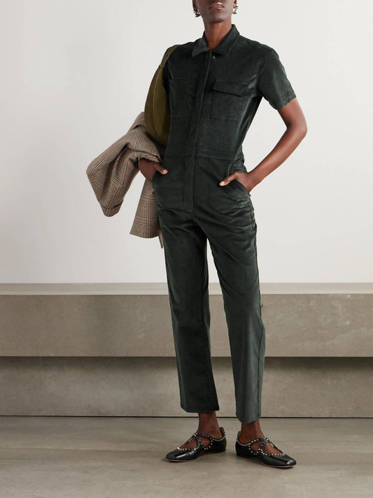 Rivet Utility - Worker Corduroy Short Sleeve Jumpsuit