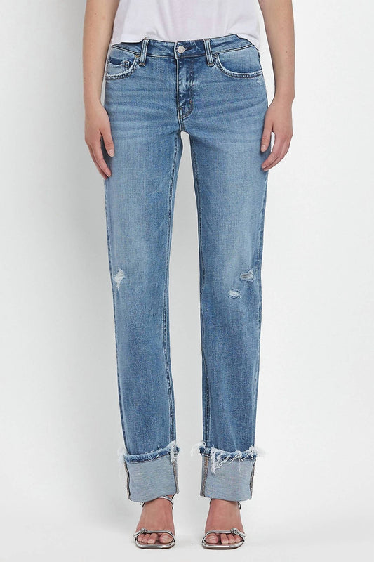 Lovervet - Mid Rise Cuffed Straight Jeans