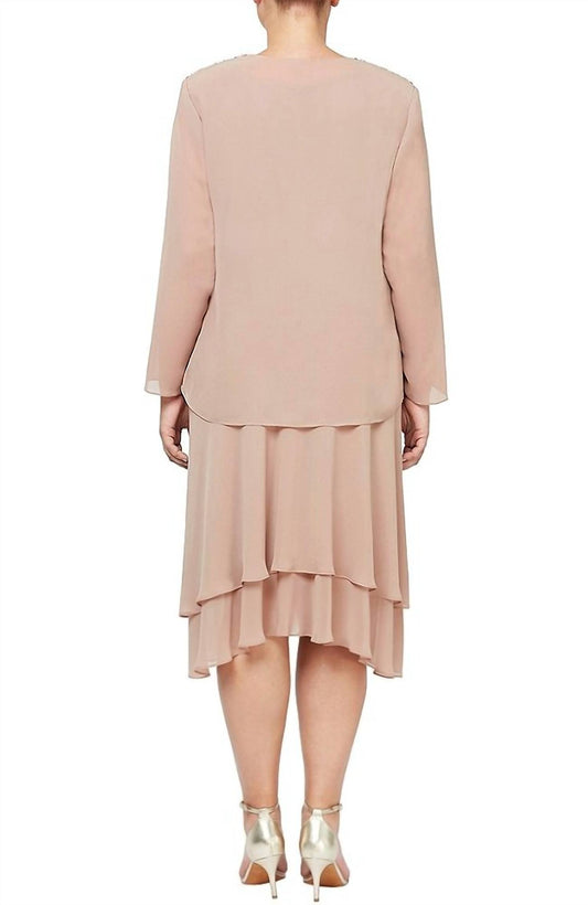 Sequin Shoulder Tiered Jacket Dress