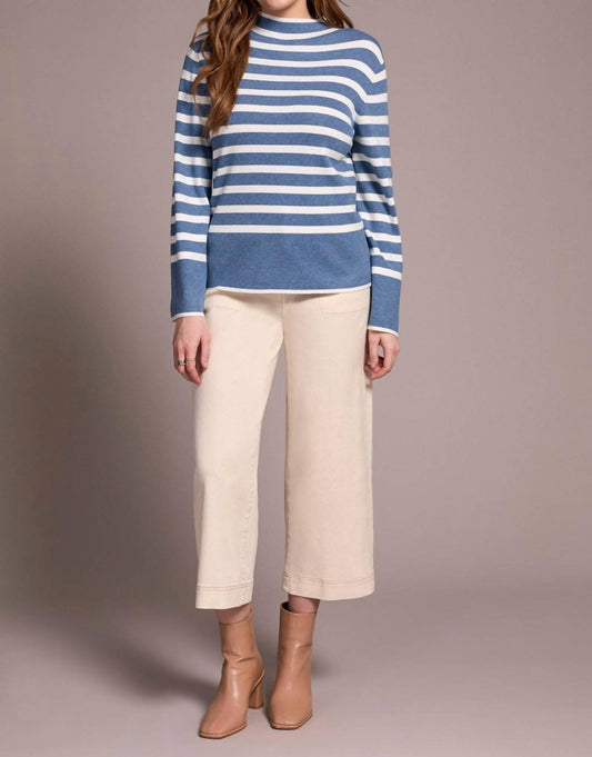Tribal - Long Sleeve Mock Neck Striped Sweater