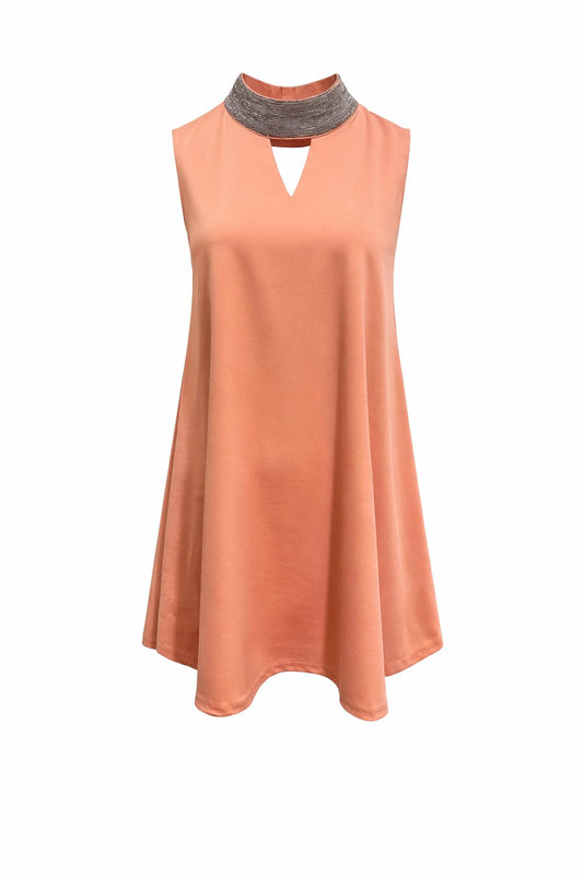 Gracia - Women's Beaded mock neck tunic dress