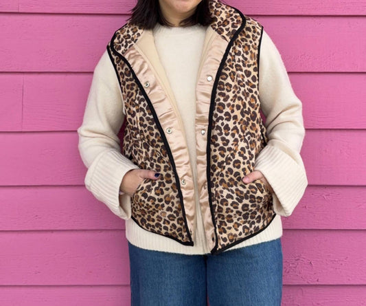 Bibi - Lexi Leopard Quilted Vest