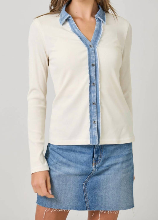Mystree - Washed Rib Thermal Button Down Top