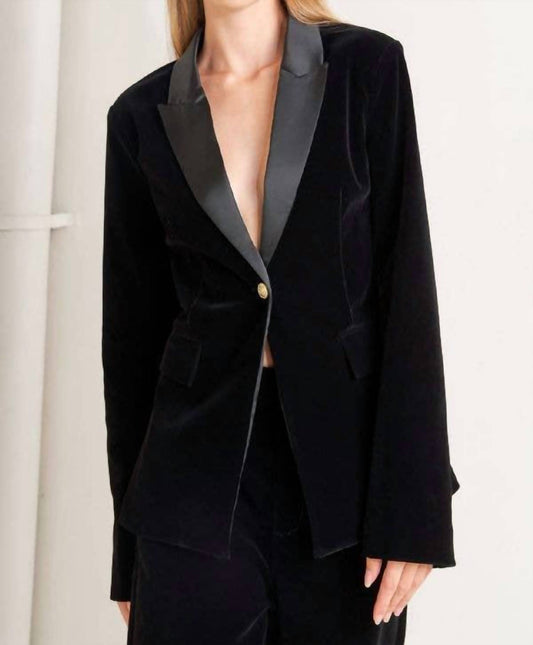 Flying Tomato - Velvet Blazer With Satin Collar