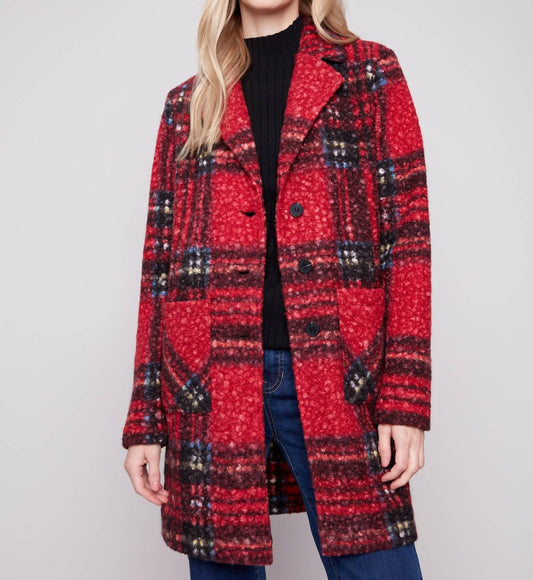 Charlie B - Plaid Boucle Long Coat