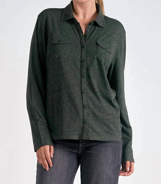 Elan - Long Sleeve Button Up Top