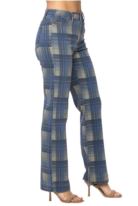 Judy Blue - Vintage Plaid Straight Leg Jeans