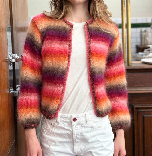 Rose Carmine - Mini Jacket Stripes Cardigan